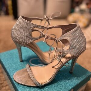 Betsey Johnson Silver Rhinestone Heels